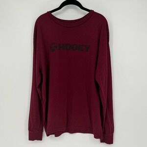 Hooey Mens Long Sleeve Graphic Tee Burgundy Heather Logo Shirt Size L